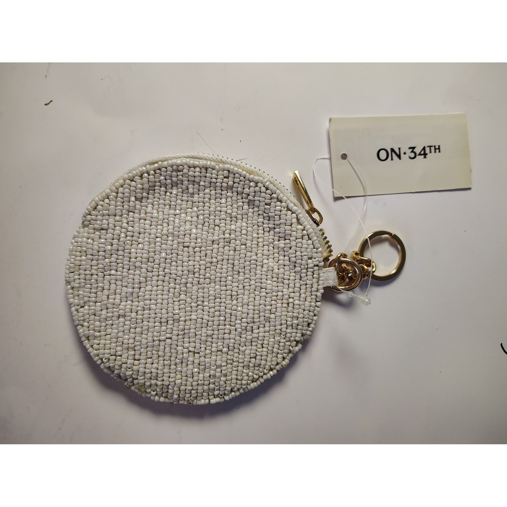 On 34th Beaded Lemon Coin Purse Keychain Yellow White Fruit Pouch 10021167500 - Picture 2 of 3